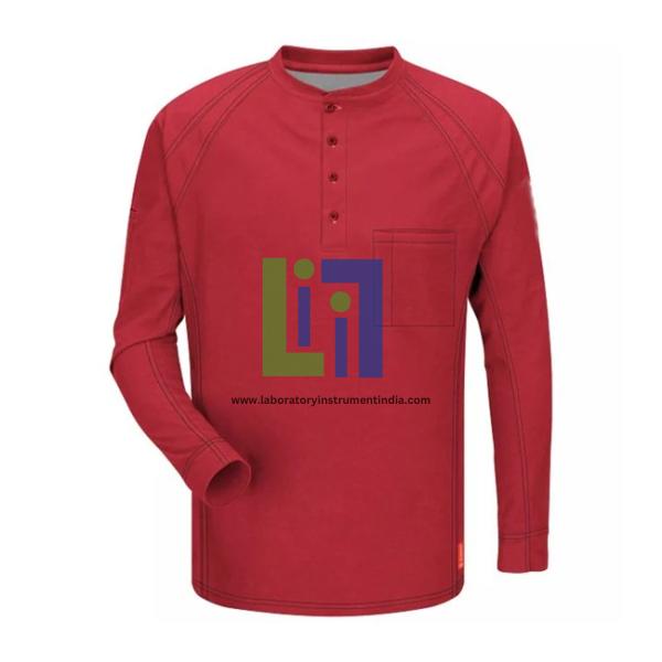 Men Comfort Knit Red Flame-Resistant Henley