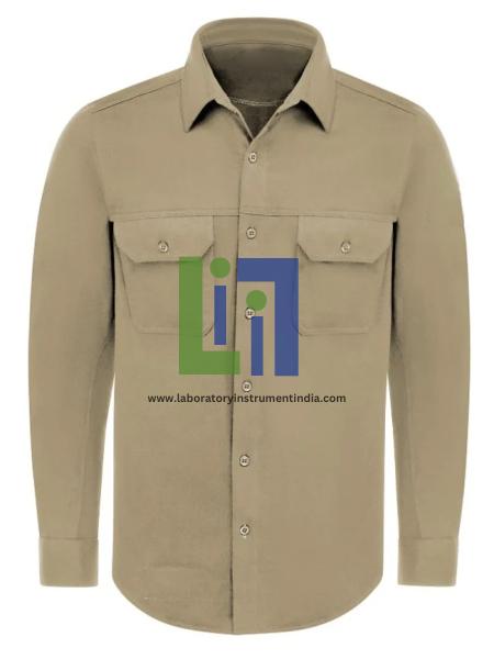 Men Khaki Flame Resistant Flex Knit Button Down Shirt