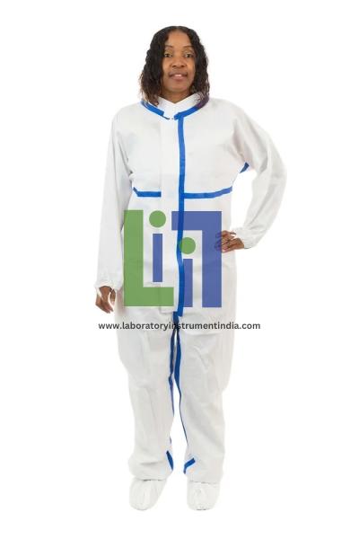 White Biohazard Suit with Elastic Wrists and Ankles