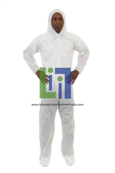 White SMS Coverall with Attached Hood and Boot