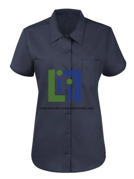 Women Dark Navy Short Sleeve Industrial Work Shirt